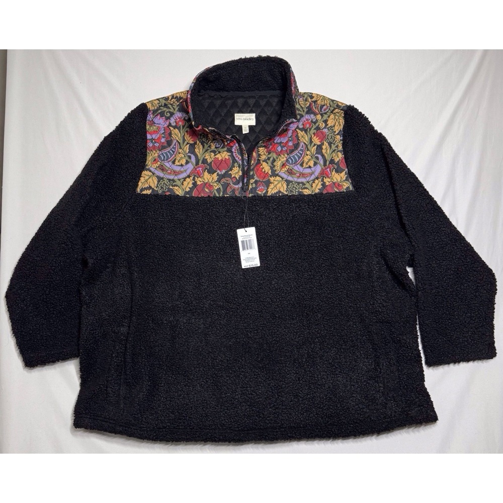 NWT Vera Bradley Teddy Fleece Pullover Midnight Garden Paisley‎ Women's 3X